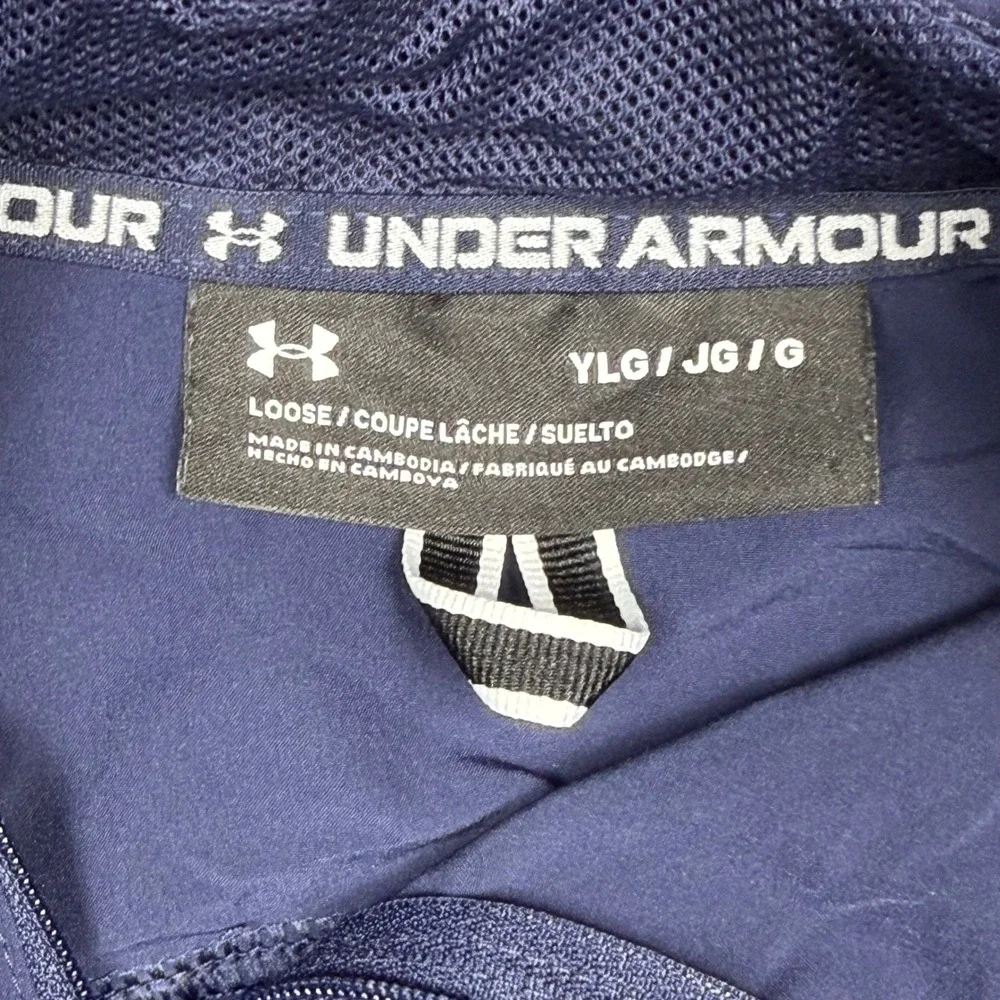 Under‎ Armour Kids Navy Blue Quarter Zip Pullover Long Sleeve Shirt Youth Large